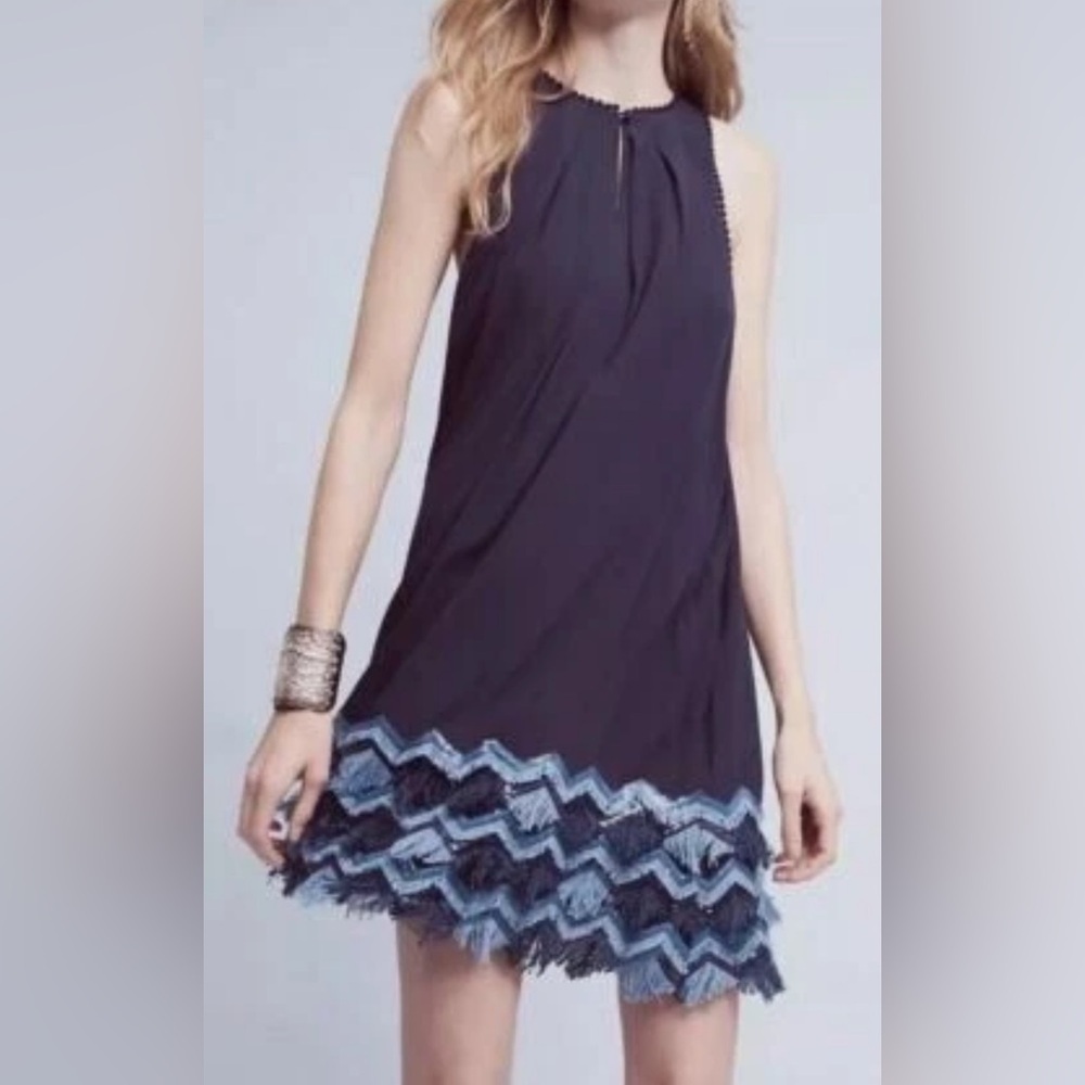 Maeve by Anthropologie Swing Navy and Light Blue Mini Dress Size 2